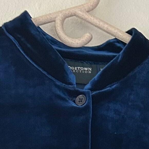 Vintage Bridgetown velvet button up shirt mandarin collar     Classic holiday M - Picture 6 of 12